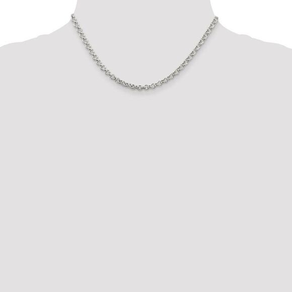 4.25mm, Sterling Silver, Hollow Rolo Chain Necklace, 16 Inch - Picture 2 of 8